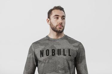 Nobull Långärmad T-Shirt Herr Grå Camo | FU5830719