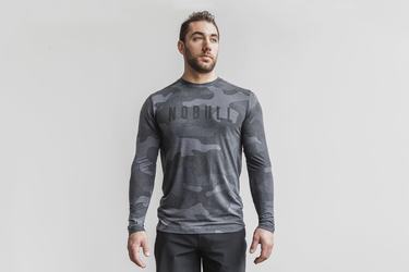 Nobull Långärmad T-Shirt Herr Grå Camo | YL4813605