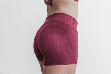 Nobull Mid-Rise 2" Plush Heather Shorts Dam Mörkröda | RS7951436