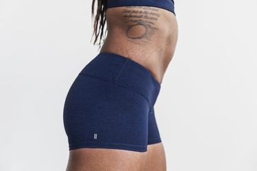 Nobull Mid-Rise 2" Plush Heather Shorts Dam Marinblå | UH0163894