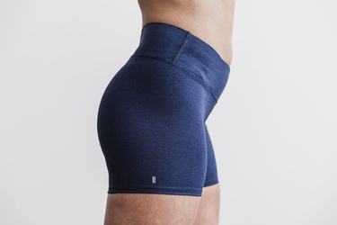 Nobull Mid-Rise 4" Plush Heather Shorts Dam Marinblå | AB0564829