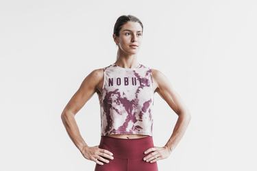 Nobull Muscle Tank Tie-Dye Linne Dam Rosa Mörkröda | UO9527018