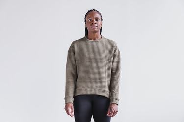 Nobull Quilted Crew Tröja Dam Ljusbruna | FO7153862