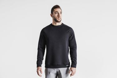 Nobull Quilted Crew Tröja Herr Svarta | ZD1437608