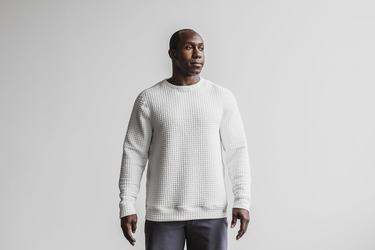 Nobull Quilted Crew Tröja Herr Vita | RS7064819