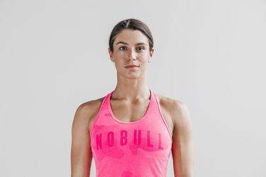 Nobull Racerback Tank Neon Linne Dam Rosa Camo | UP5690348