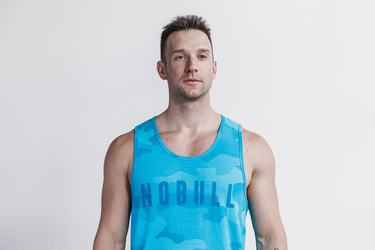 Nobull Tank Neon Linne Herr Blå Camo | JU8769512