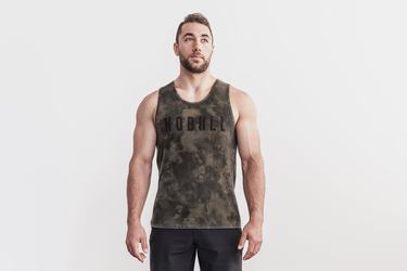 Nobull Tank Tie-Dye Linne Herr Gröna | IN6391574