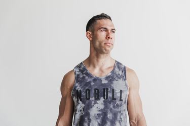 Nobull Tank Tie-Dye Linne Herr Vita Svarta | OG9746201