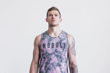 Nobull Tank Tie-Dye Träningslinne Herr Rosa | NX2697518