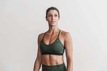 Nobull V-Neck Matte Sport-BH Dam Gröna | EZ8954321