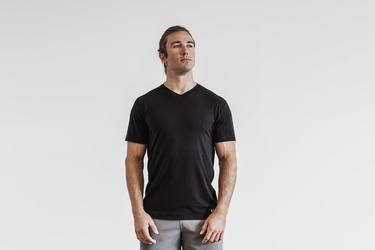 Nobull V-Neck T-Shirt Herr Svarta | PS8432957