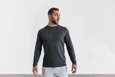 Nobull Waffle Långärmad T-Shirt Herr Mörkgrå | MS7368194