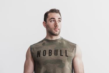 Nobull Ärmlös T-Shirt Herr Gröna Camo | QJ6095128